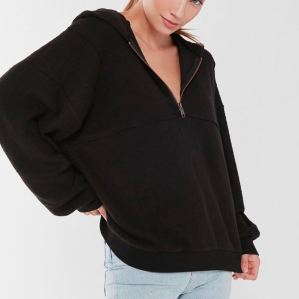 UO juno half zip sweatshirt black